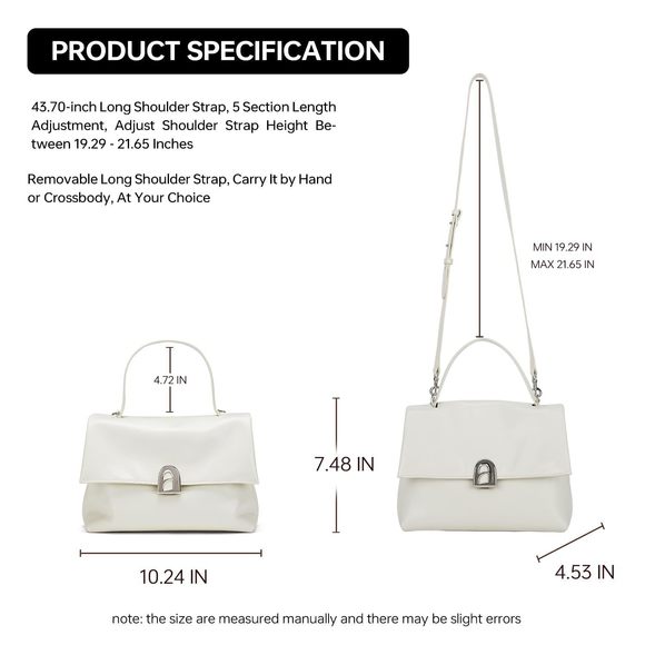 Women'S Top Handle Satchel Bag ."L X ."W X "H Hobo Silhouette Adjustable - Picture 3 of 6